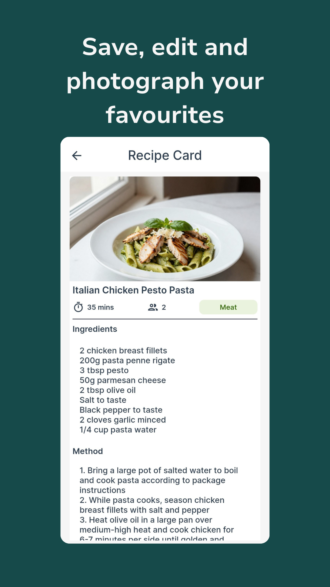 Saved recipes